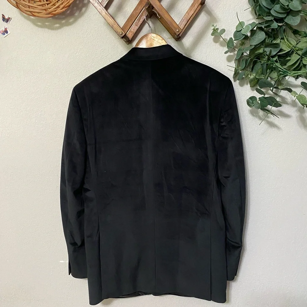 MURANO black velvet 2 button blazer jacket work event date winter size large